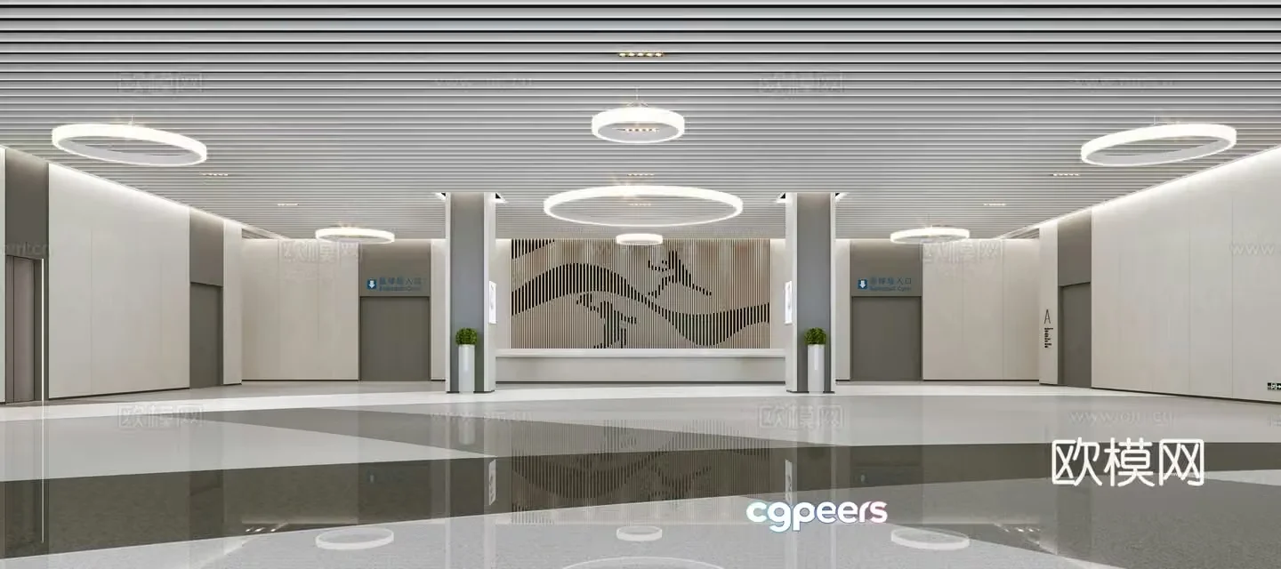 Modern school gymnasium foyer 3d model