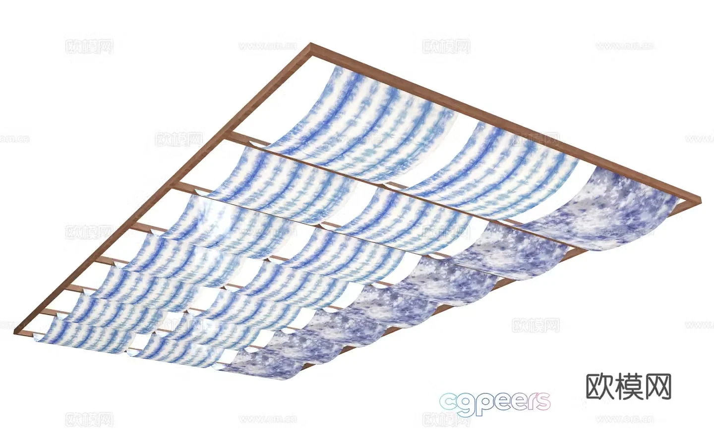 New Chinese style curtain ceiling tie-dye ceiling Chinese style curtain slow medieval style curtain decorative chandelier curtain 3d model