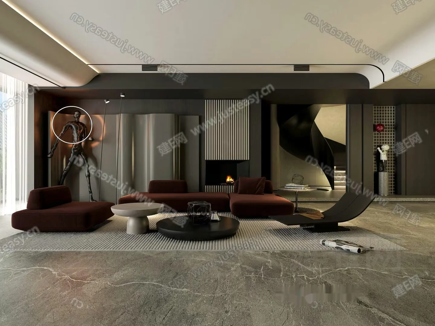 Modern Living Room 3D Model – 17666 – VRAY Render