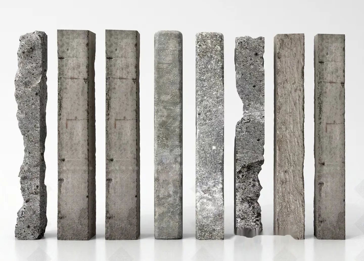 A Set Of Gray Concrete Blocks 3D Model – 14735 – VRAY Render