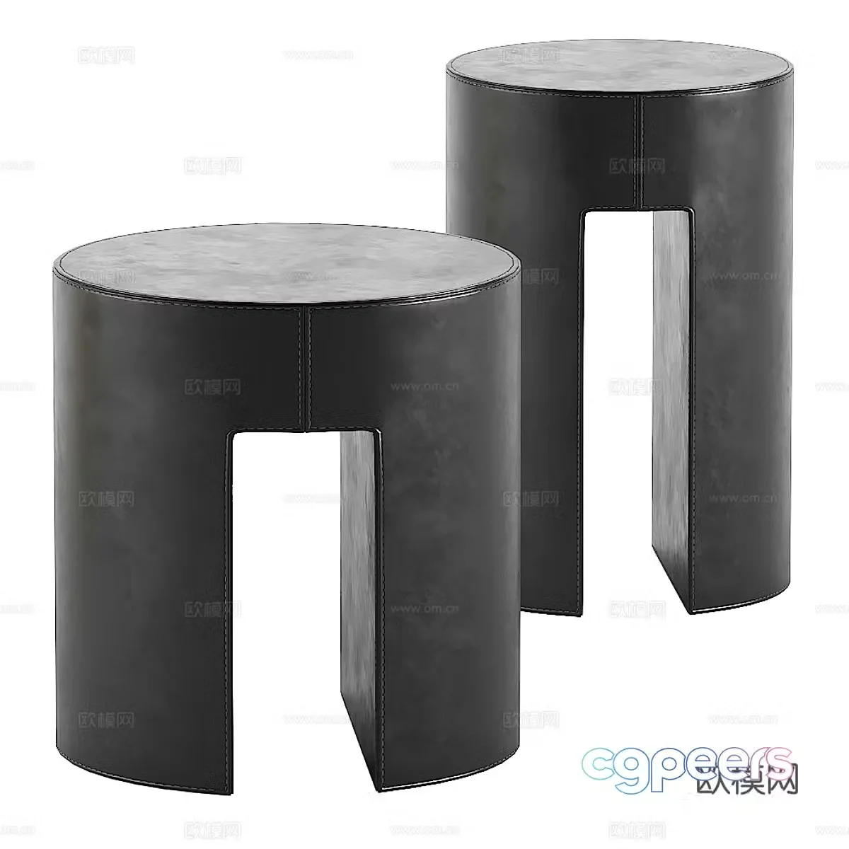 New Chinese style light luxury leather stool 3D model