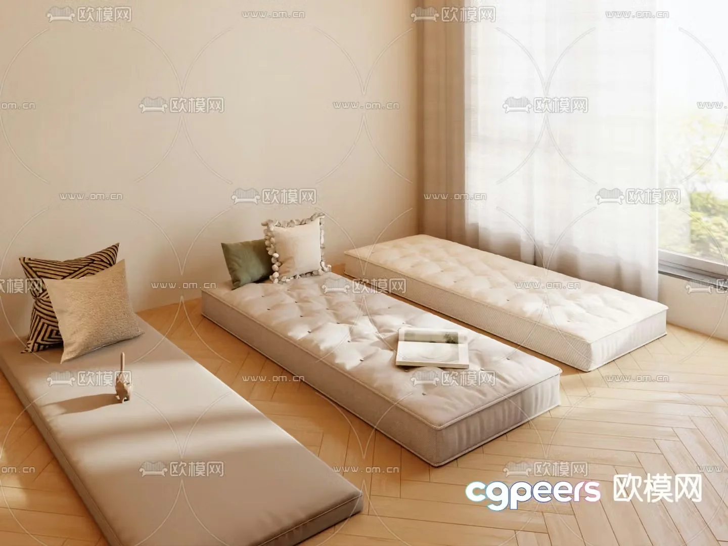 Cushion bay window cushion 3d model