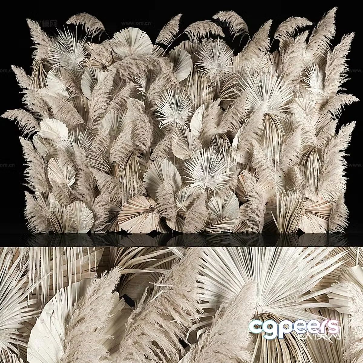 Dry reed wall decoration 3d model