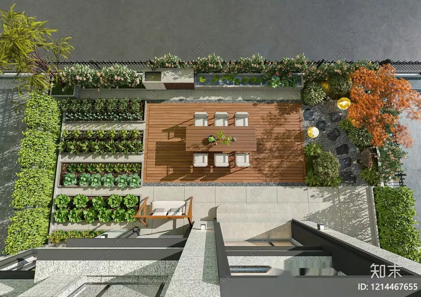 Modern Urban Garden 3D Model – 7704 – VRAY Render