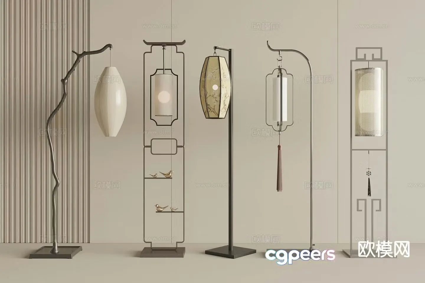 New Chinese style floor lamp 3d model