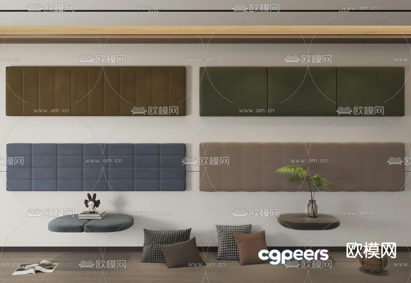 Modern seat cushion bay window cushion 3d model