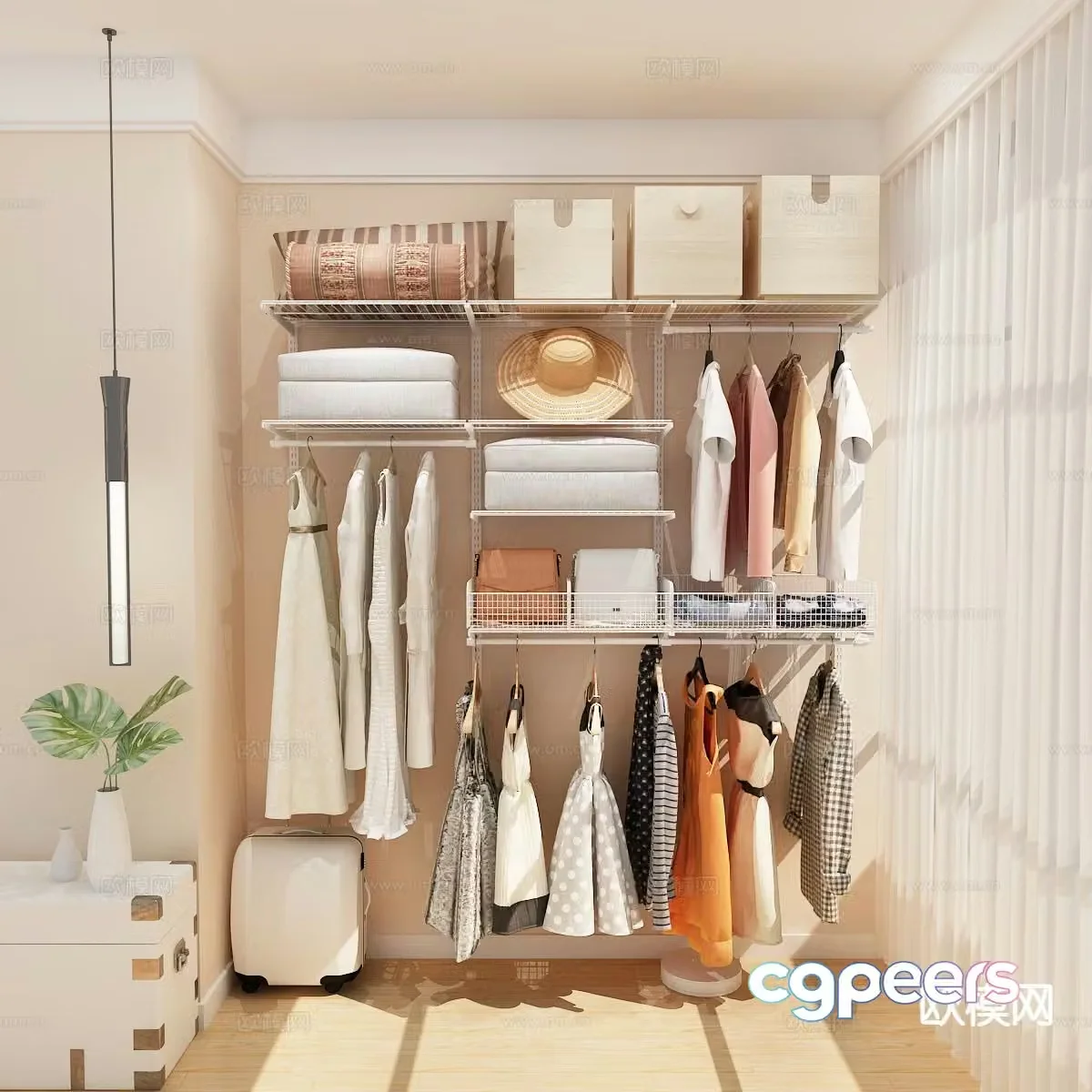 Modern walk-in closet 3d model