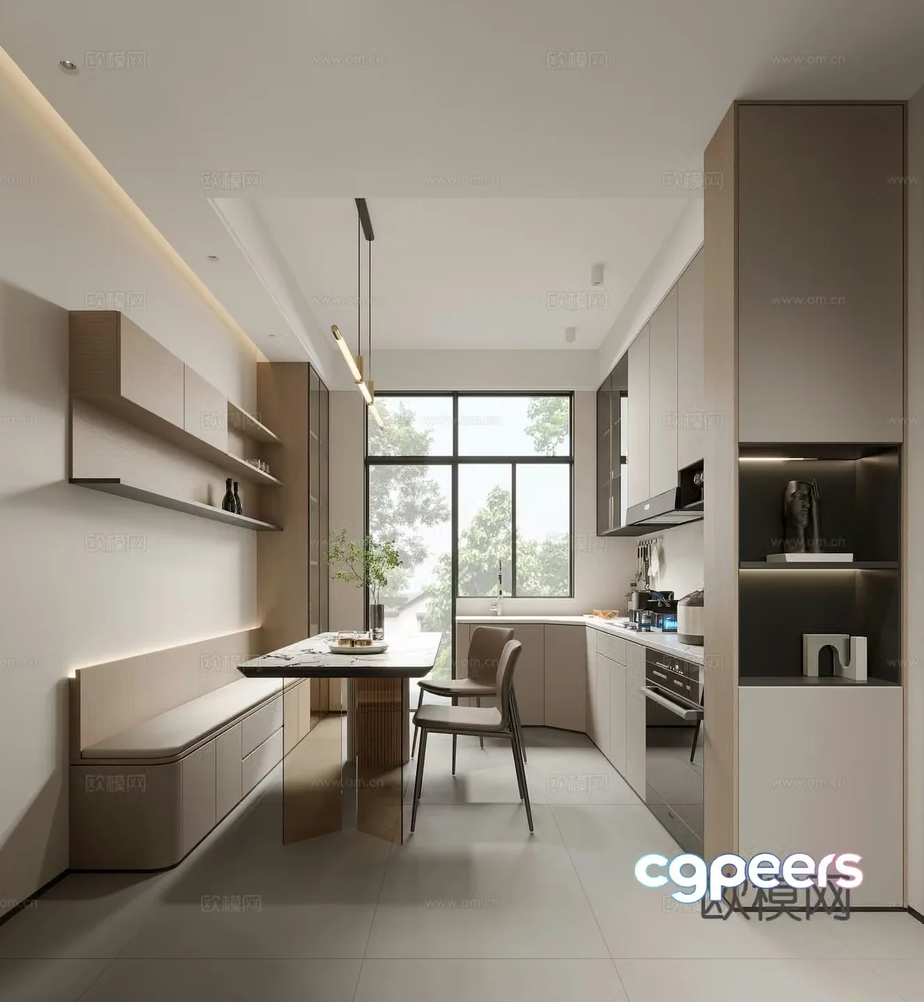 Modern booth restaurant 3d model