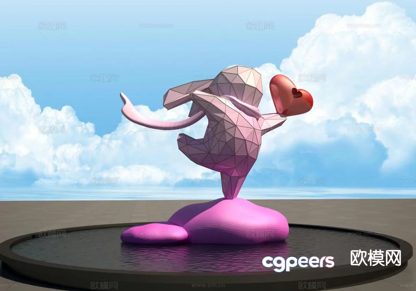 Flying Rabbit Sculpture Urban Sculpture 3D Model