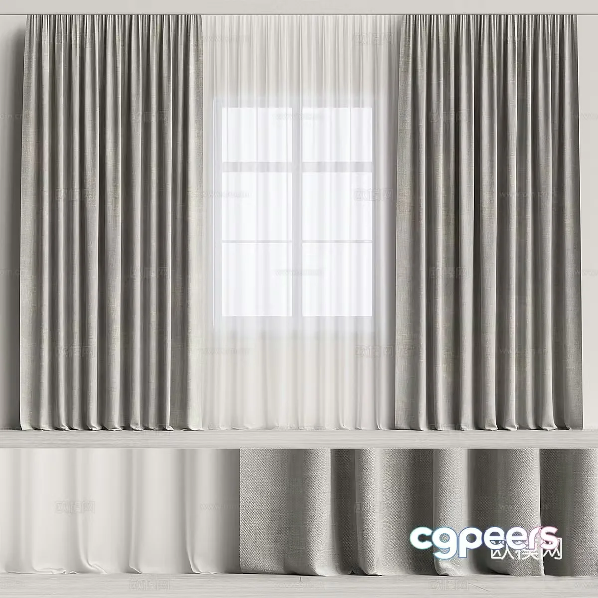 Modern fabric curtain 3d model