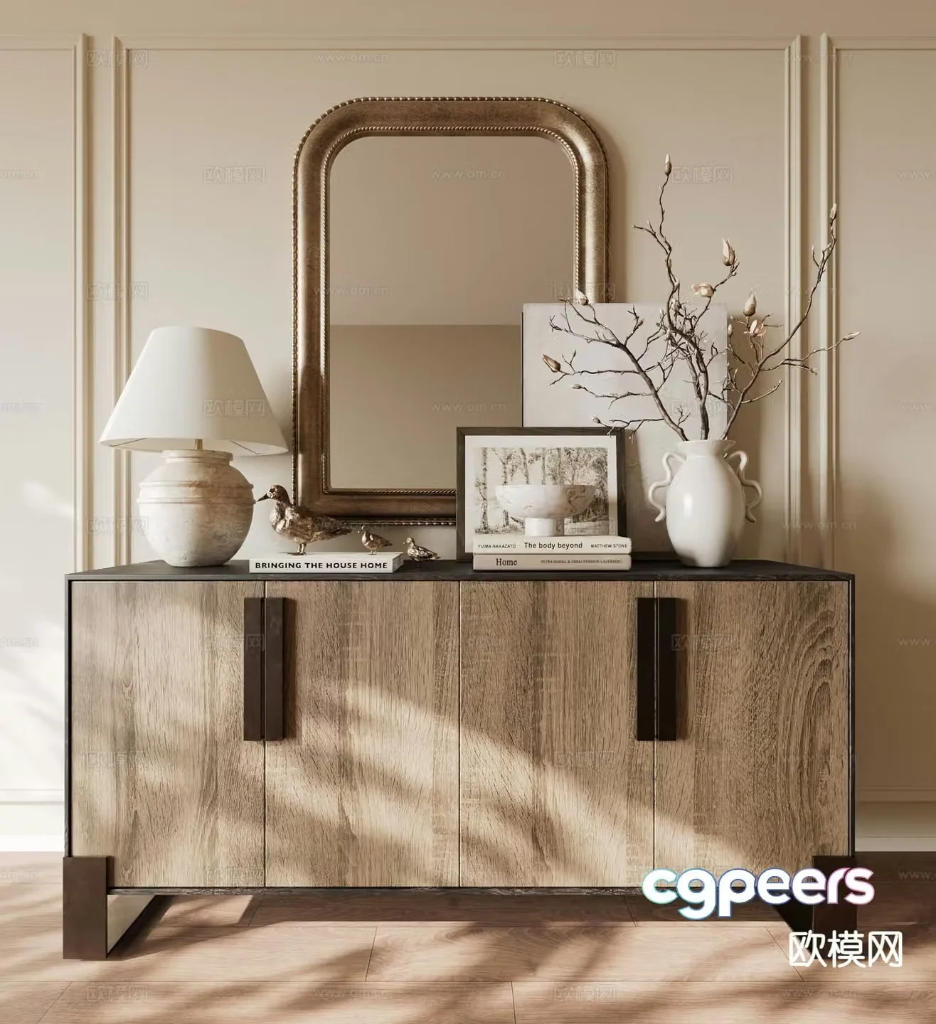 American retro entryway cabinet 3D model