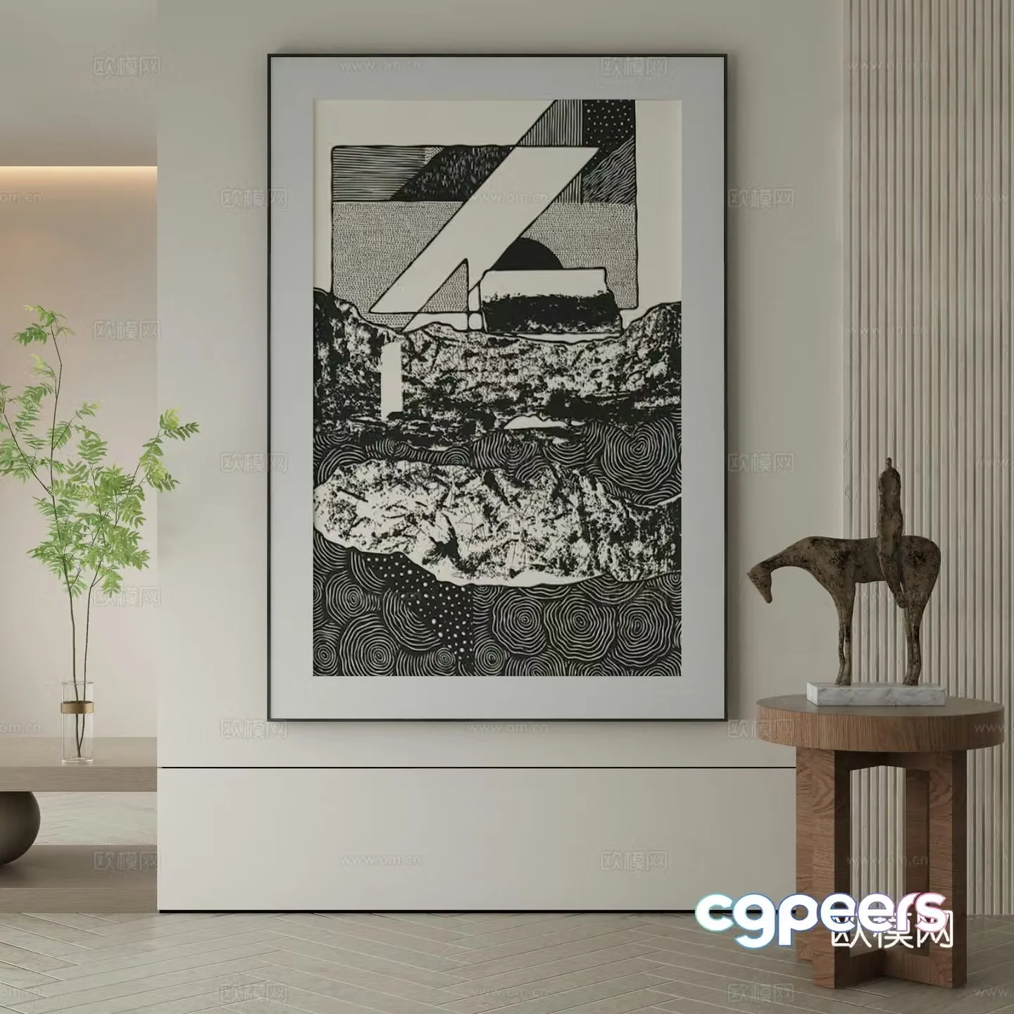 Modern Wasabi Hanging Painting Oil Painting 3D Model
