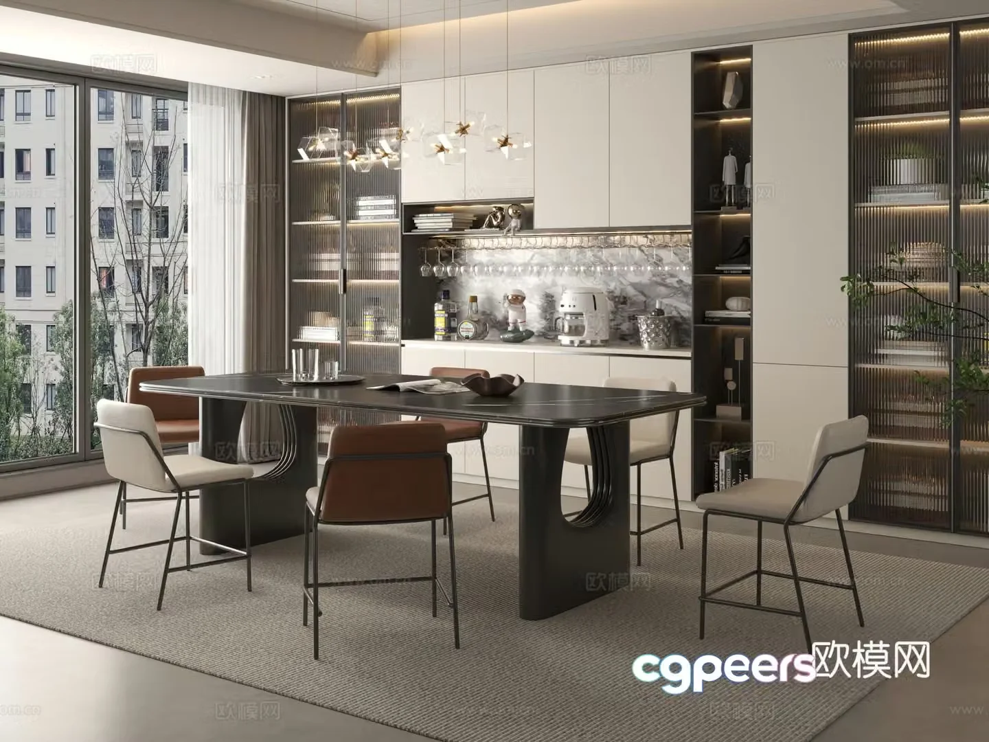 Modern restaurant Simple restaurant Restaurant Dining table Dining table combination 3D model