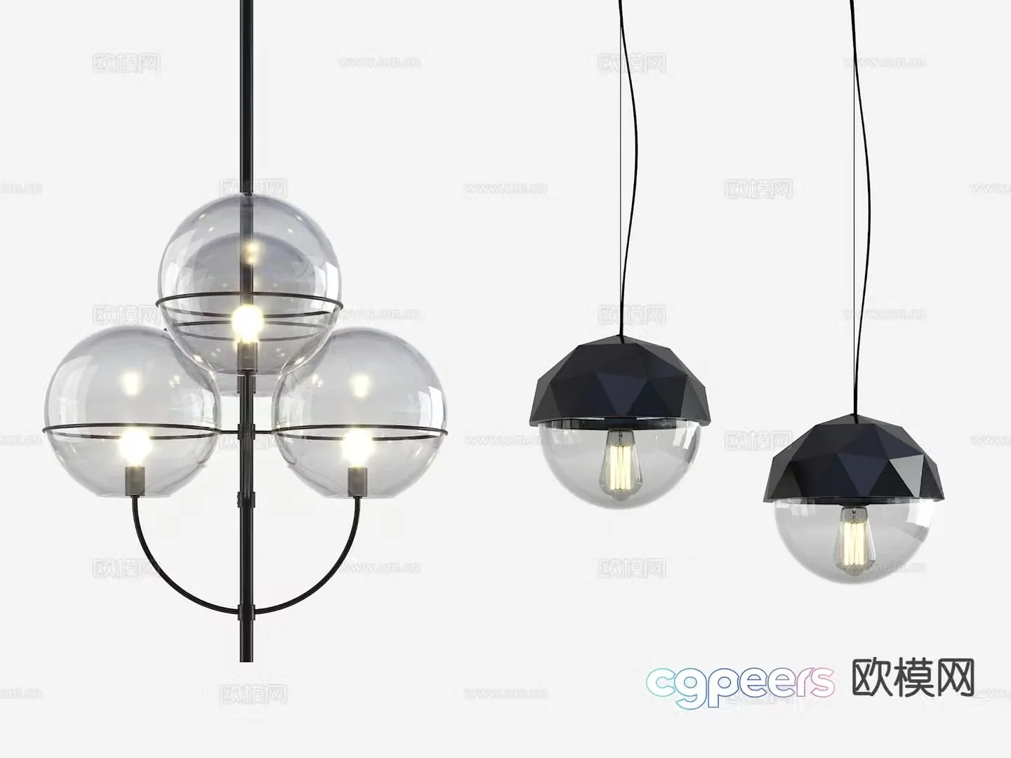 Modern glass chandelier spherical chandelier 3d model