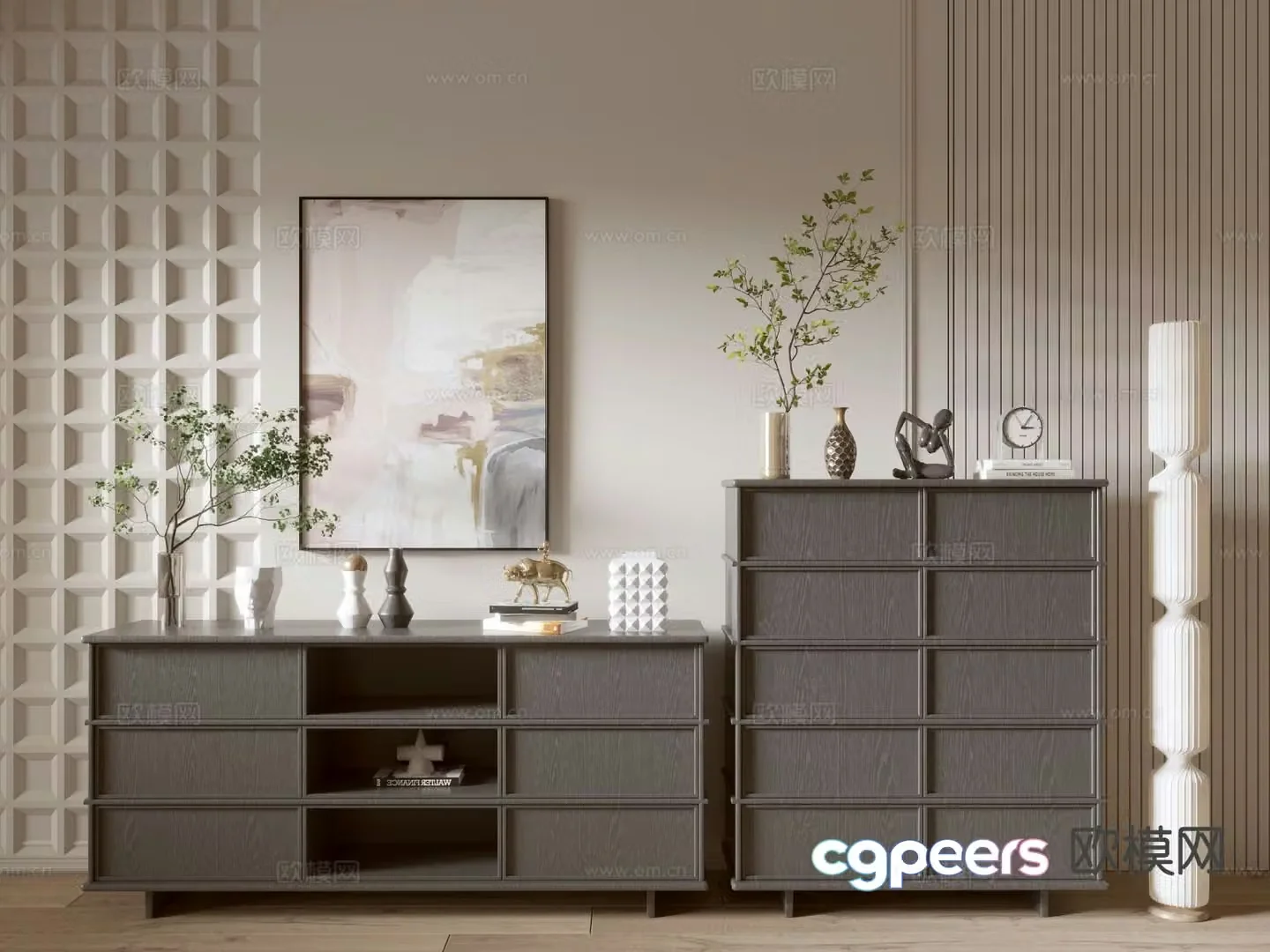 Modern Drawer Cabinet Entry Cabinet 3D Model