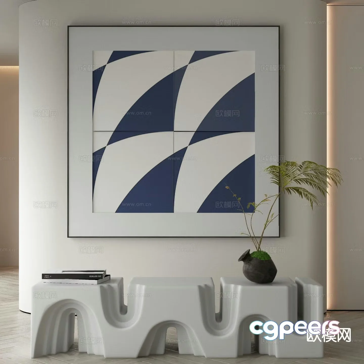 Modern decorative painting geometric hanging painting 3D model