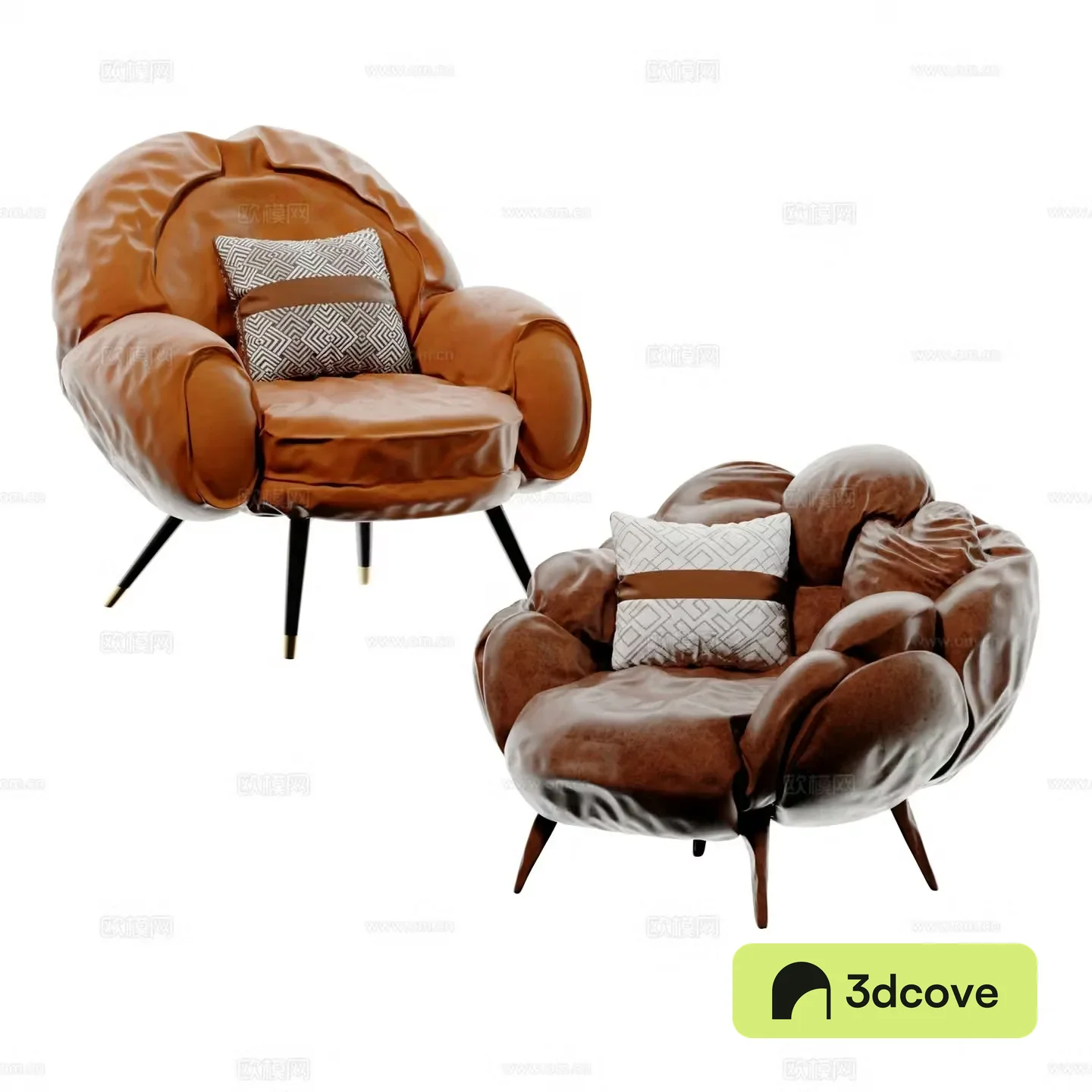 Modern Italian chocolate lounge chair casual sofa