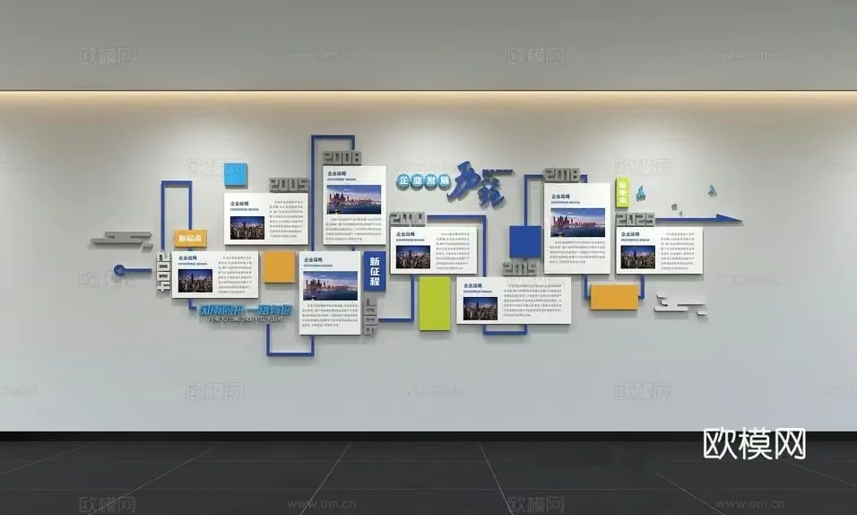 A Wall With A Timeline Of Events 3D Model – 13268 – VRAY Render