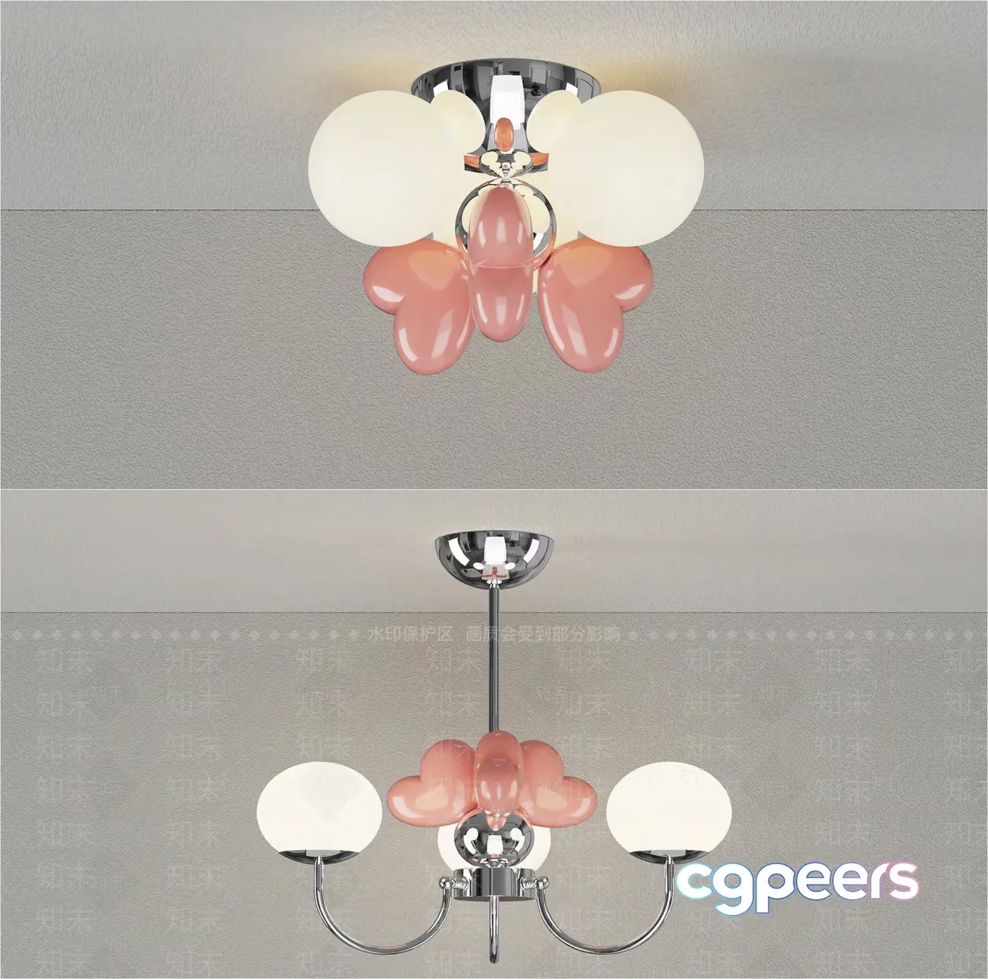 The Main Subject Is A Pink And White Light Fixture 3D Model – 16956 – VRAY Render