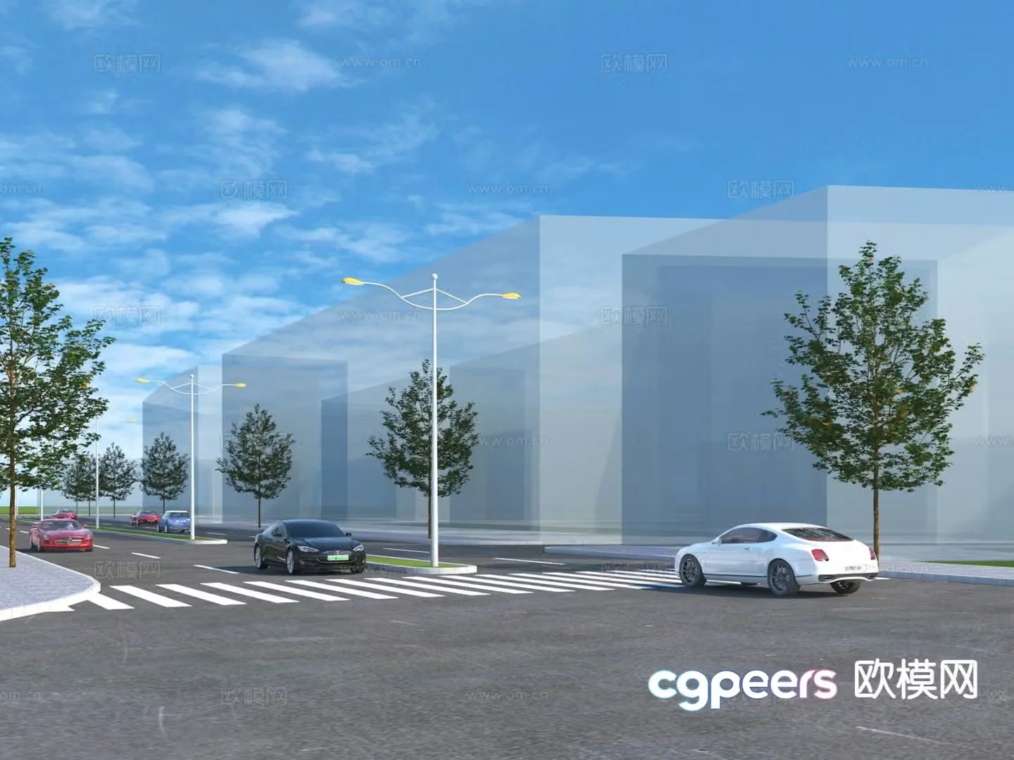 City road landscape 3d model