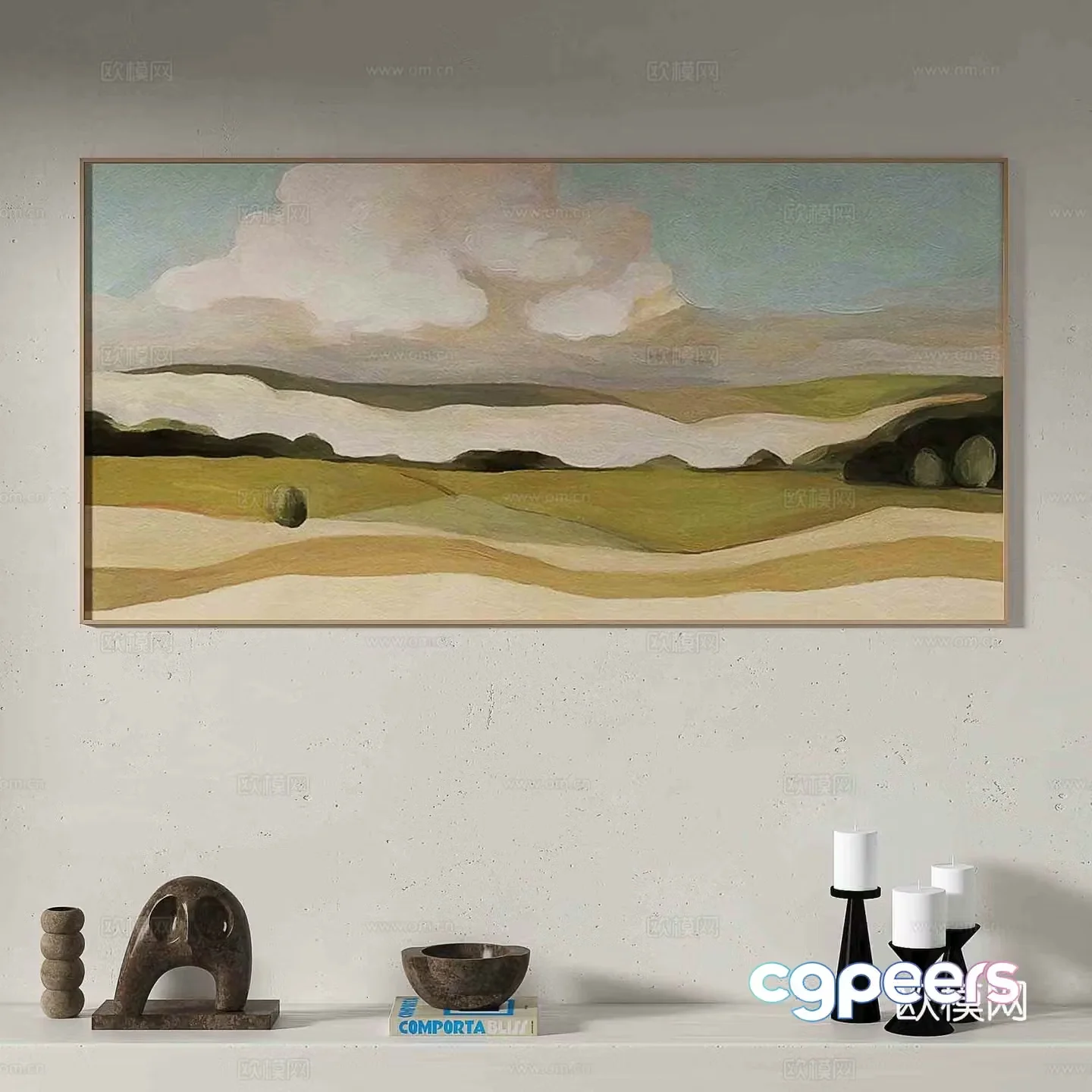 Modern oil painting decorative painting 3d model