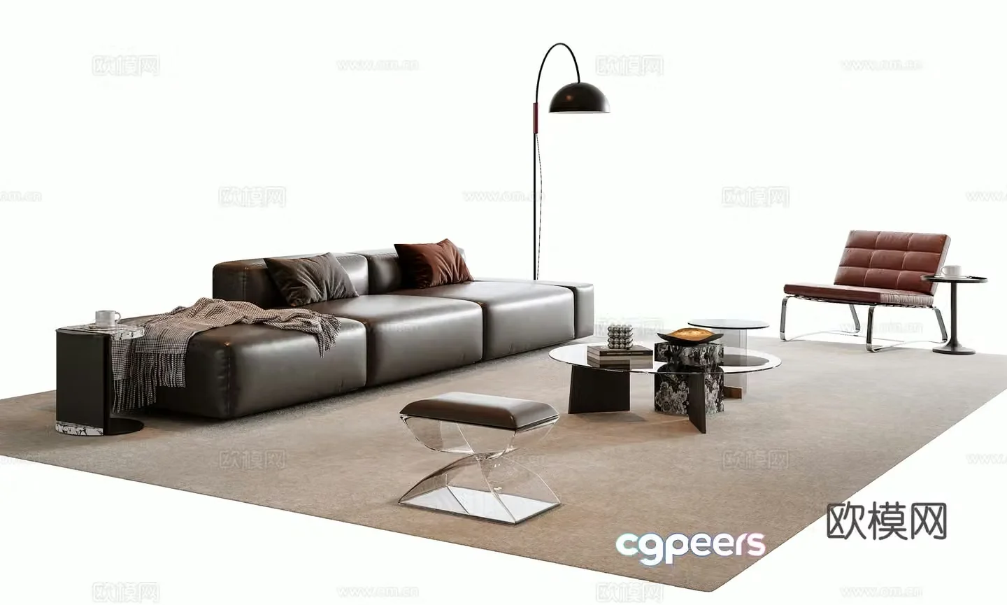 Italian sectional sofa 3d model