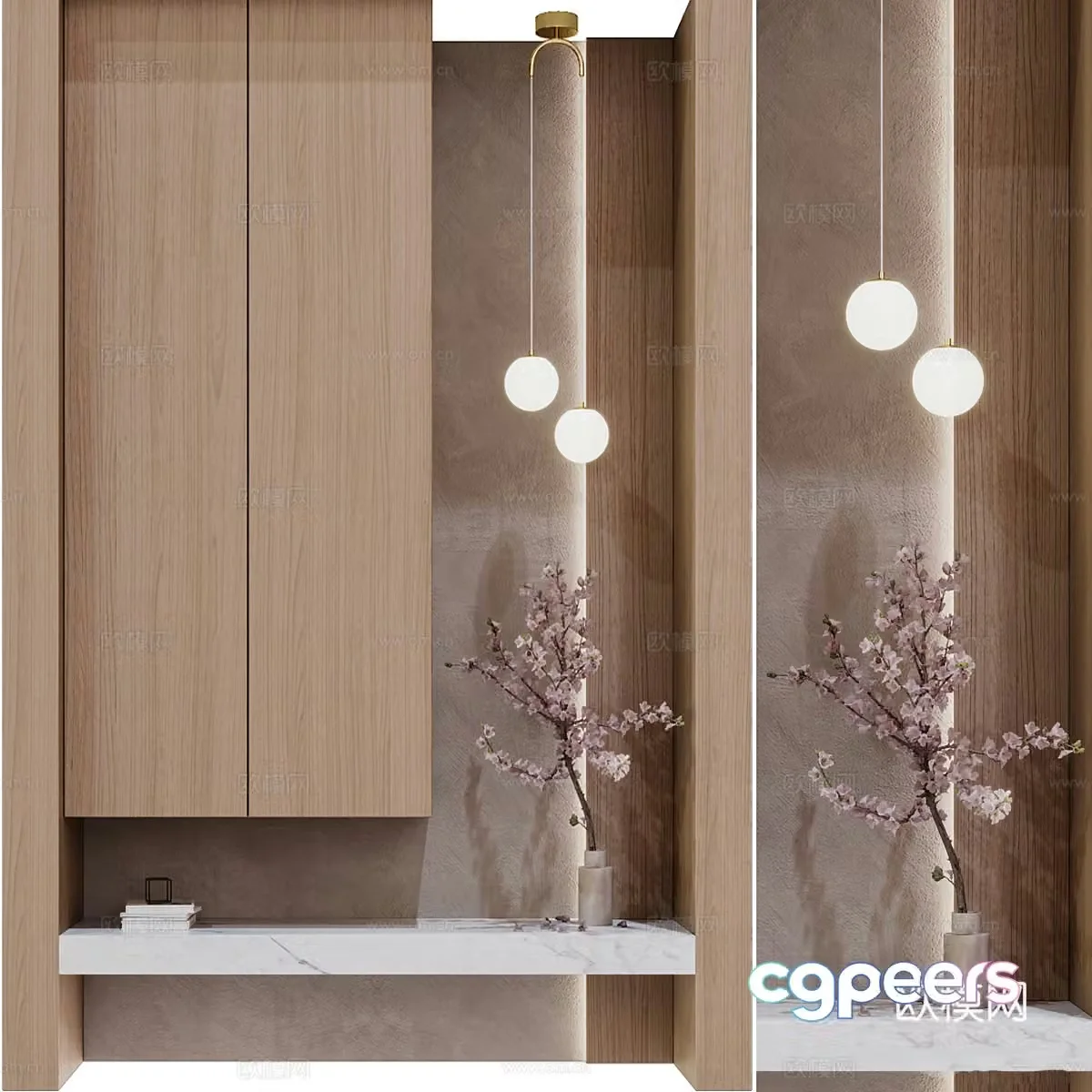 New Chinese style entrance shoe cabinet 3D model