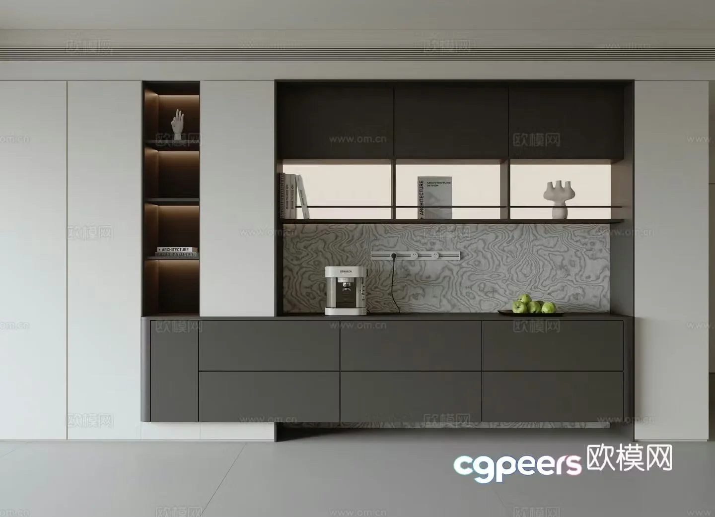 Modern bookcase 3d model
