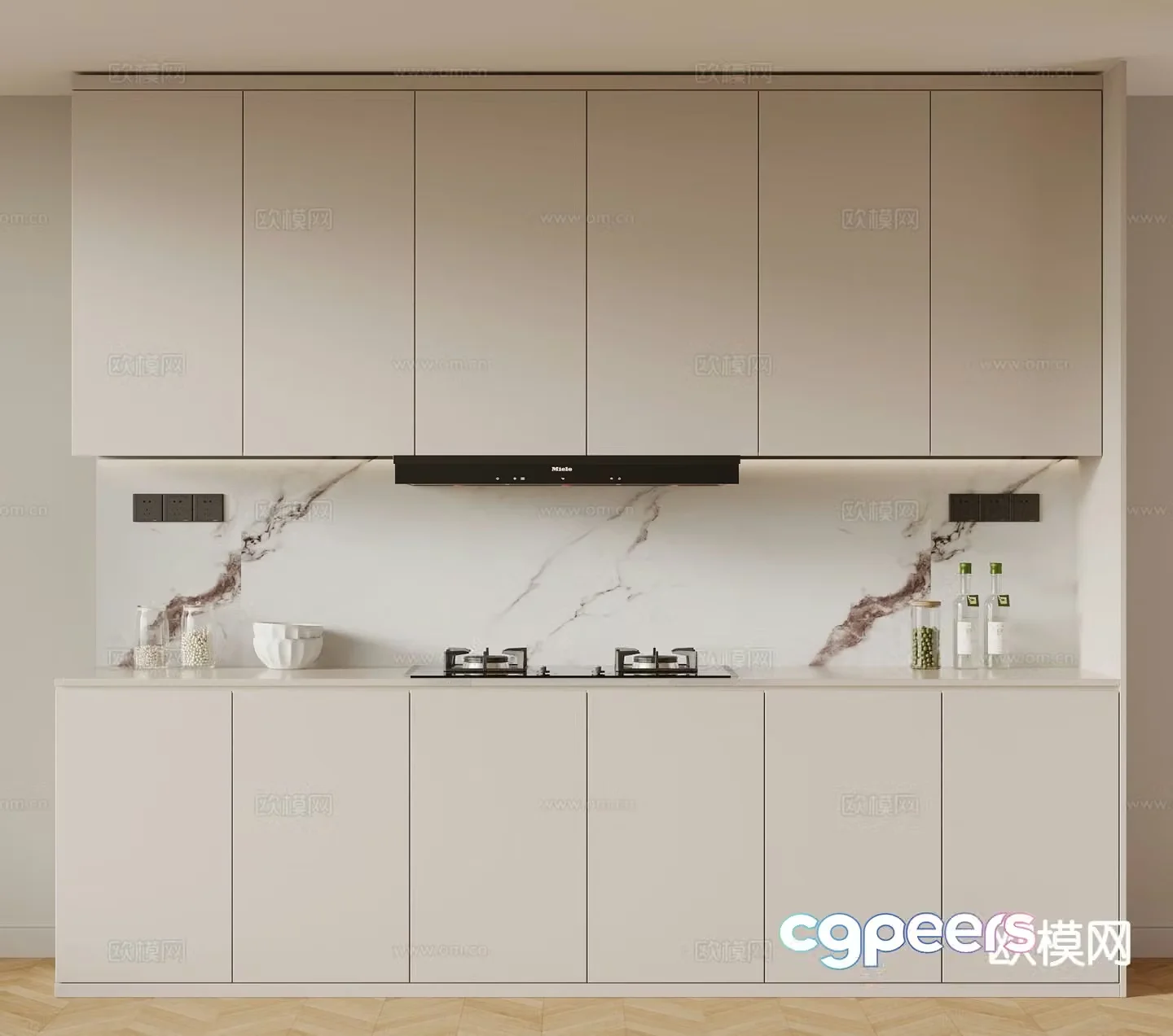 Cream style cabinet sideboard 3d model