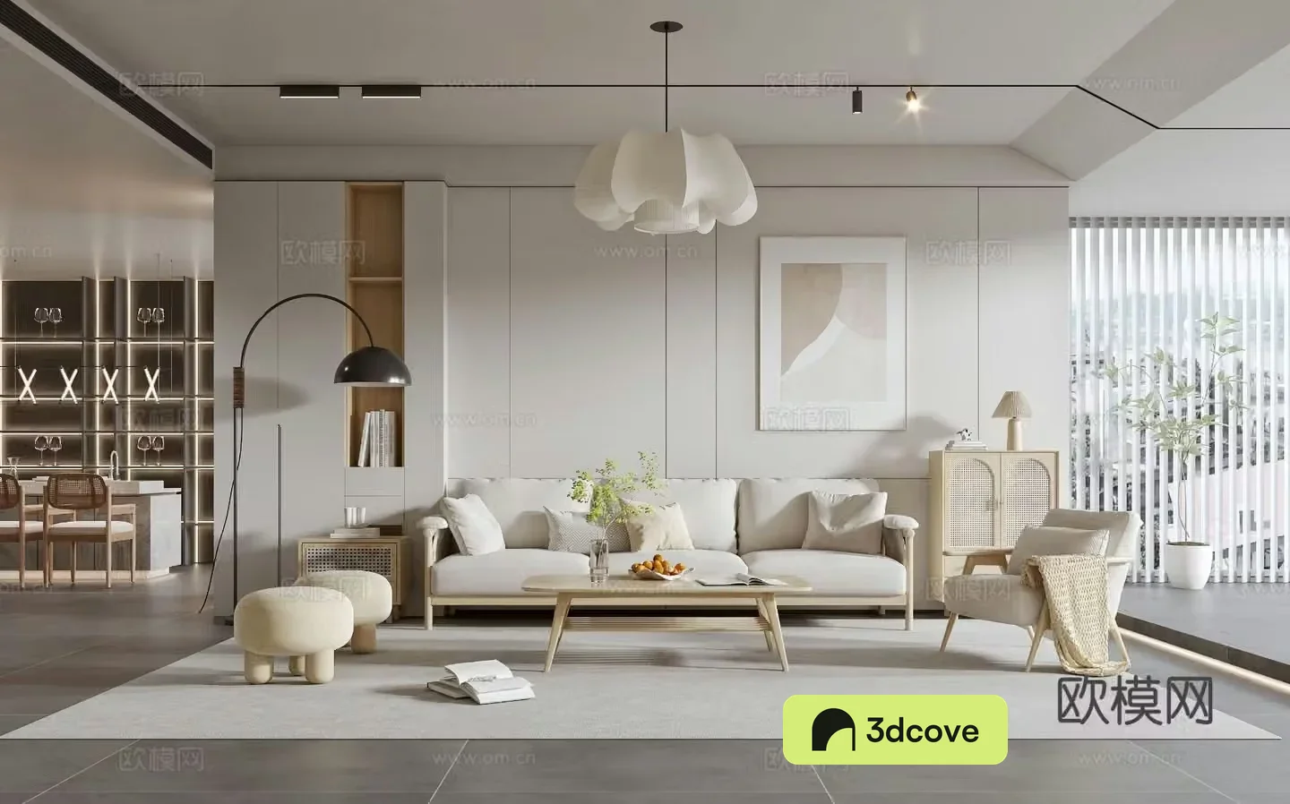 Nordic living room Nordic sofa coffee table combination