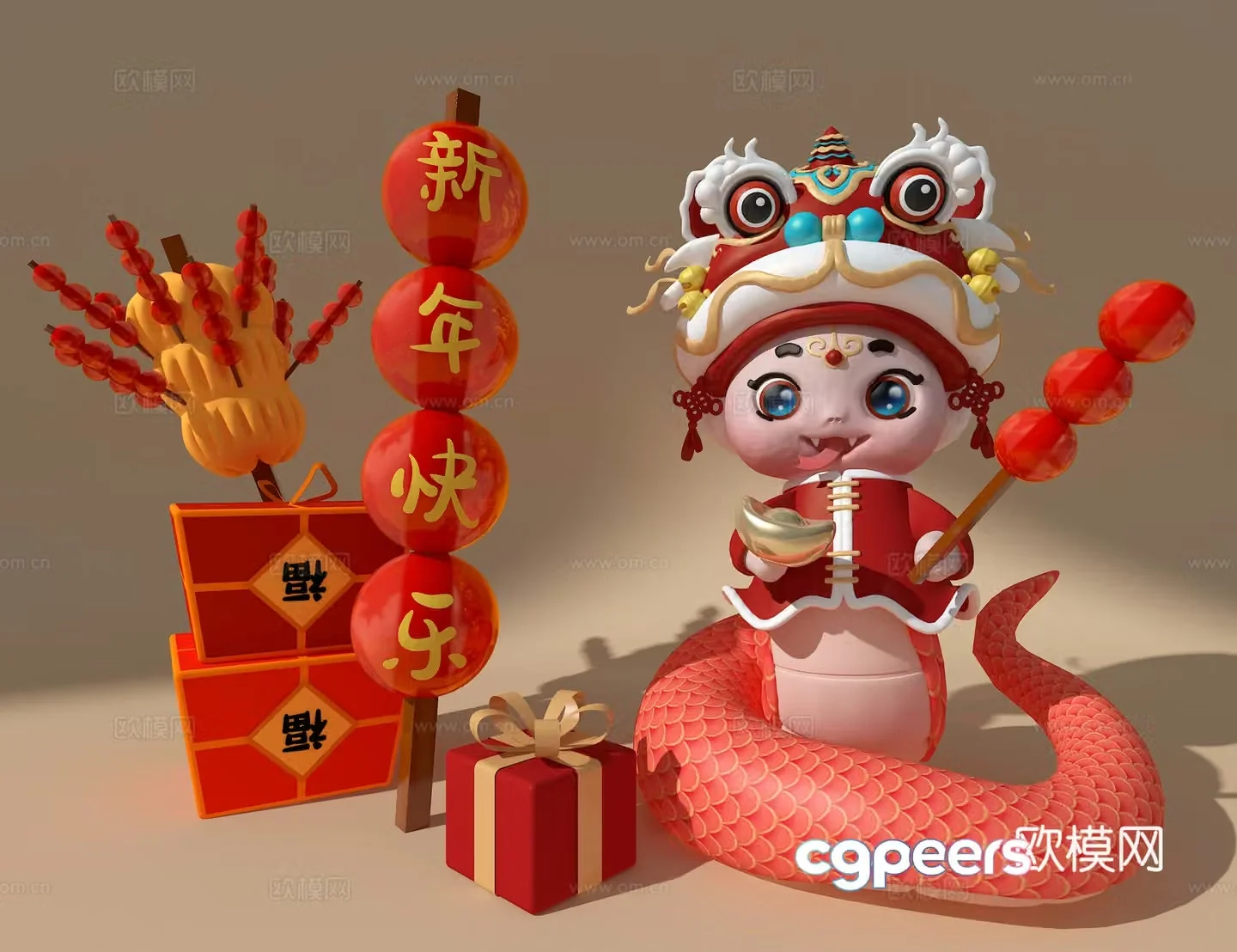 Beautiful presentation for the Year of the Snake beautiful presentation for the New Year photo check-in 3D model