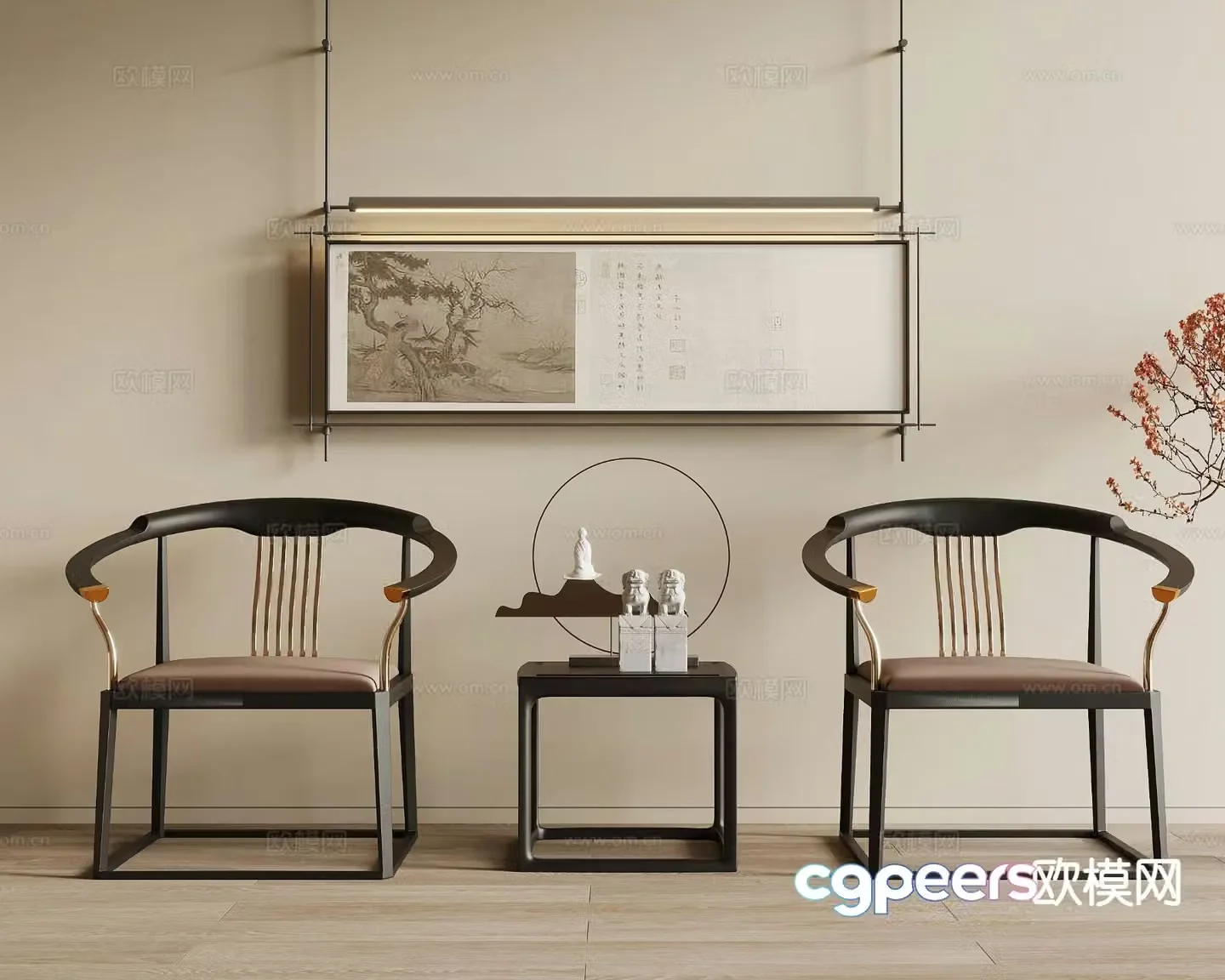 New Chinese style single chair armchair 3d model