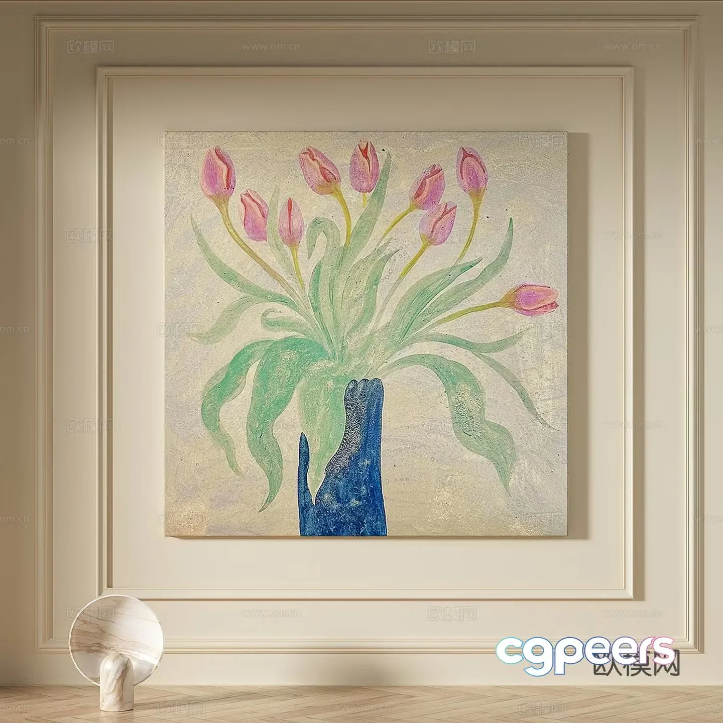 Modern creamy style light luxury wasabi texture simple abstract decorative painting 3d model