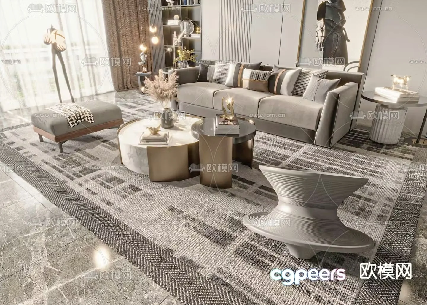 Modern sectional sofa 3d model