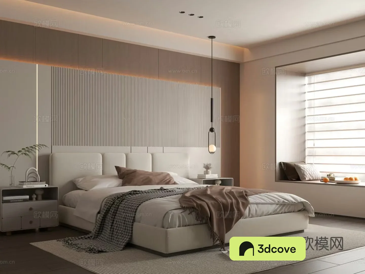 Modern bedroom Simple bedroom Bedding combination Bedroom background wall