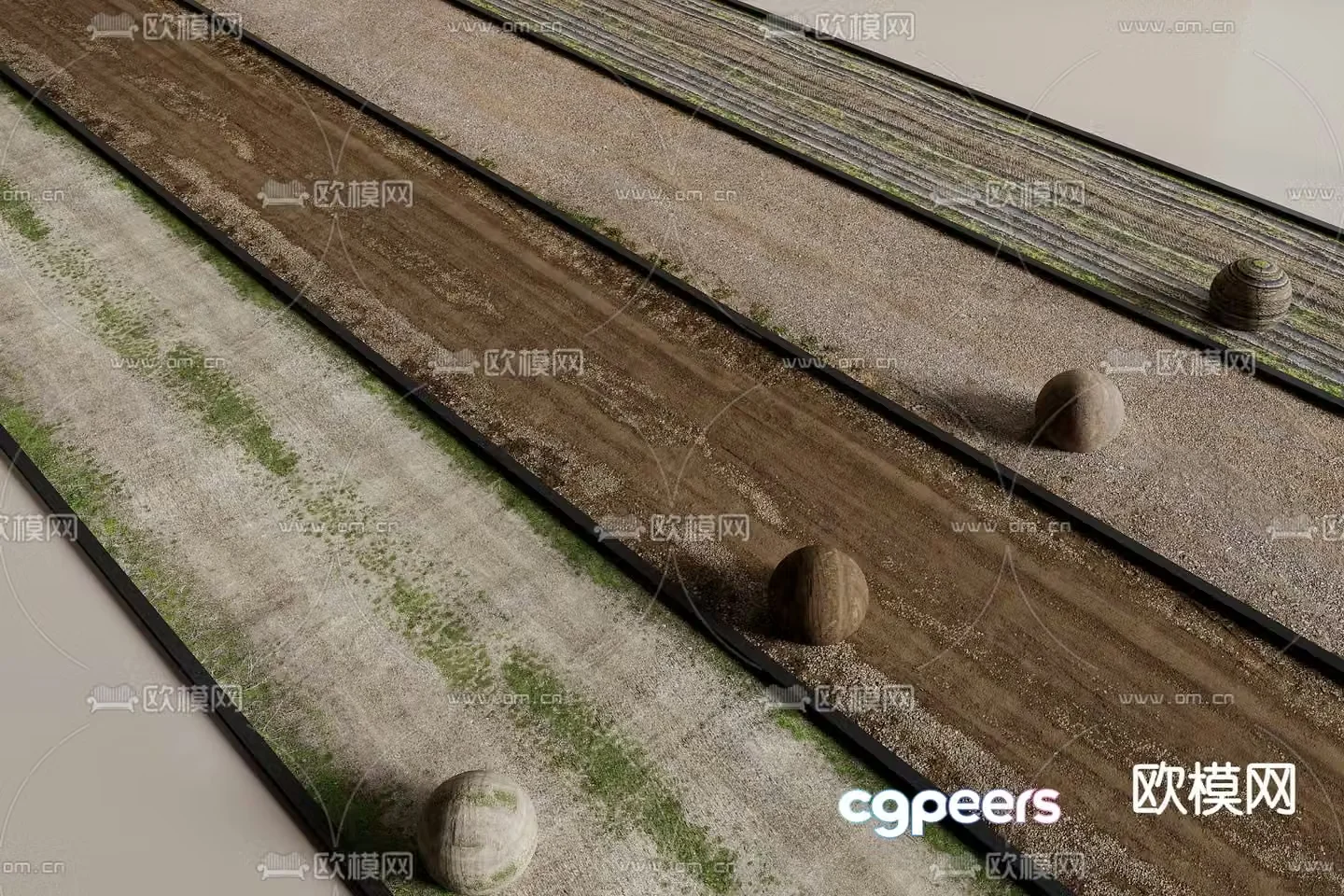 Modern dirt road dirt road 3d model