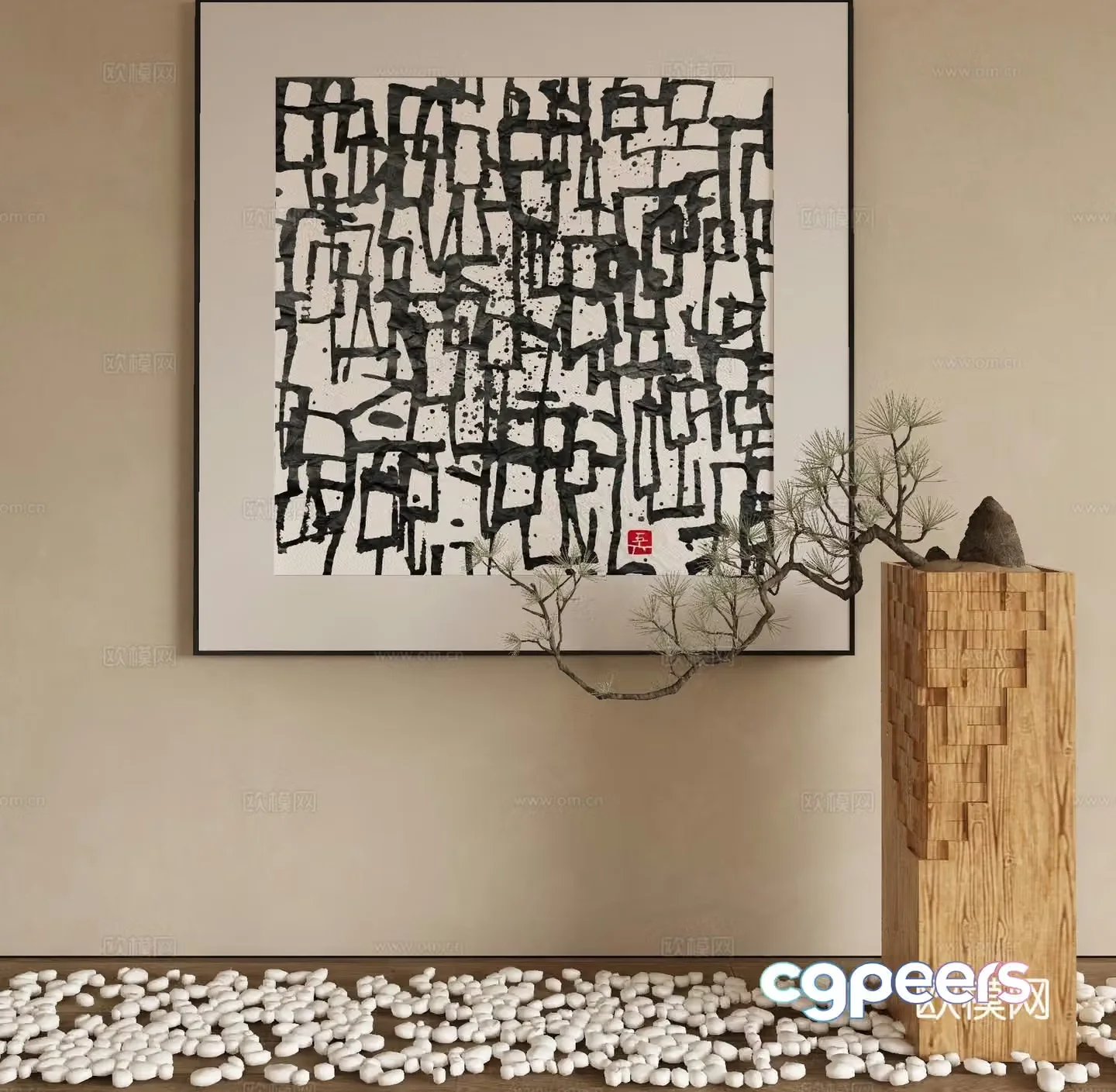 New Chinese style decorative painting abstract painting 3d model