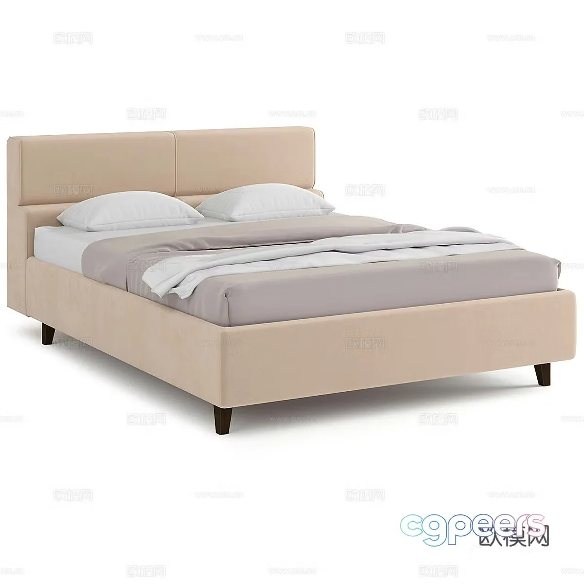 Modern simple double bed Double bed Simple bed Bedroom bed Pillow 3D model