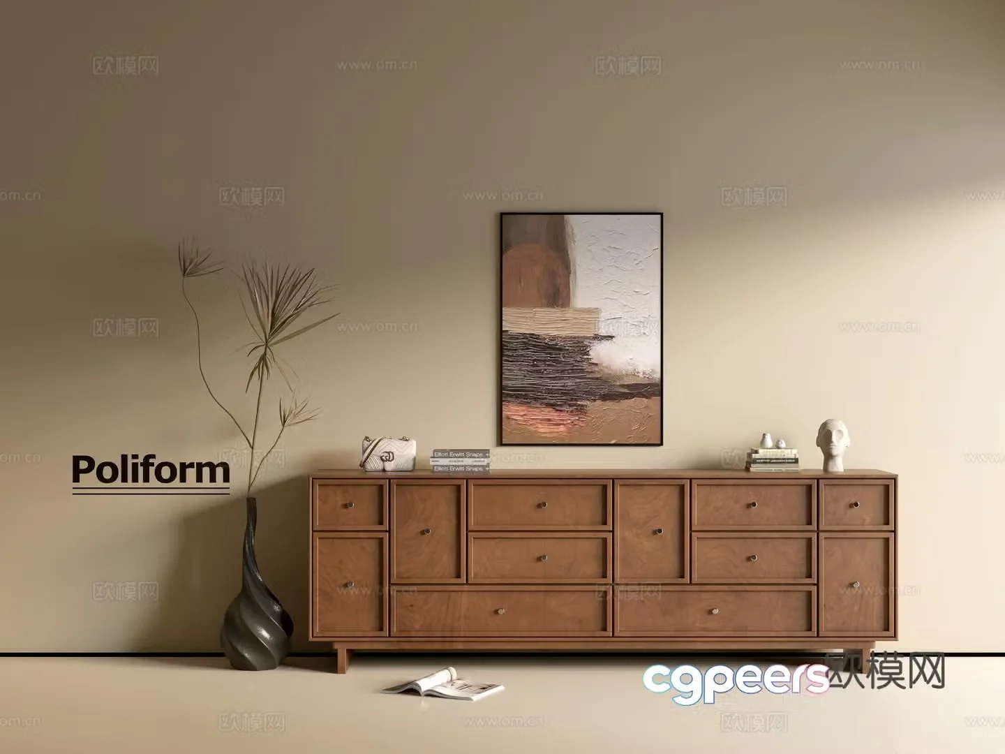 Modern wood grain cabinet ins wind minimalist wind cabinet whole cabinet sideboard balcony cabinet storage 3D model