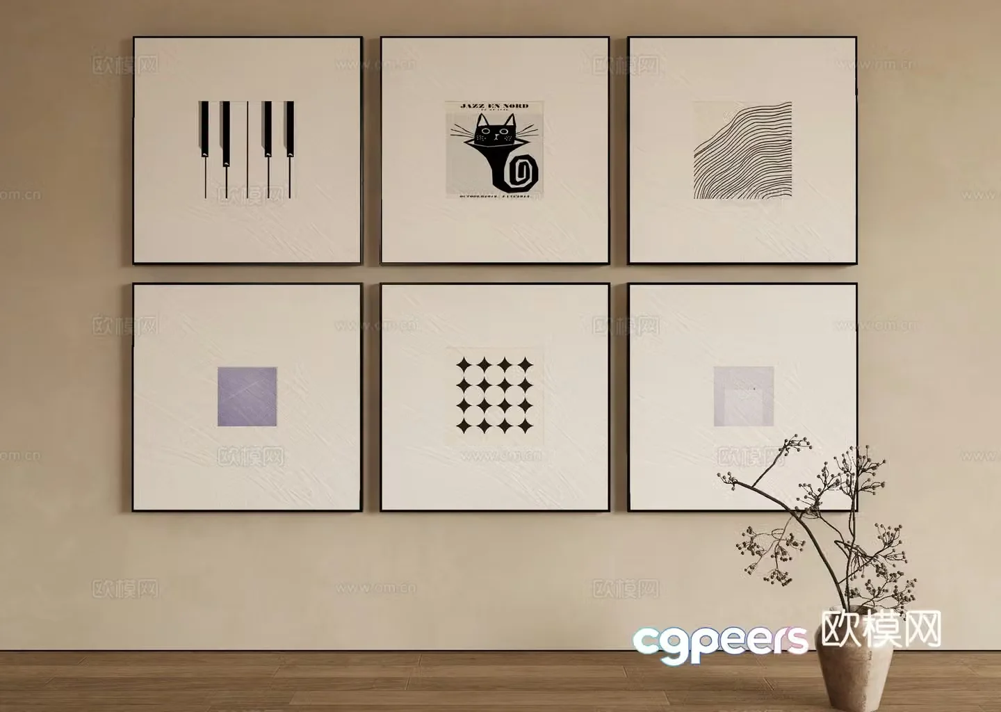 Modern abstract painting decorative painting 3d model
