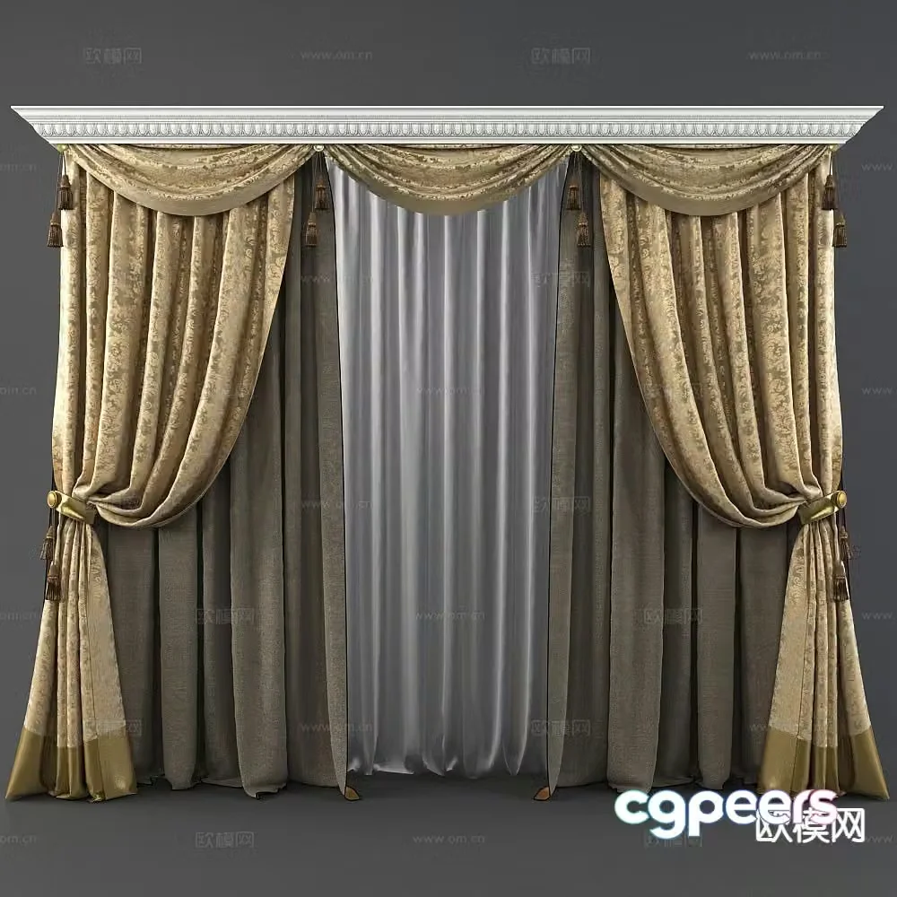 European curtains and screens 3d model