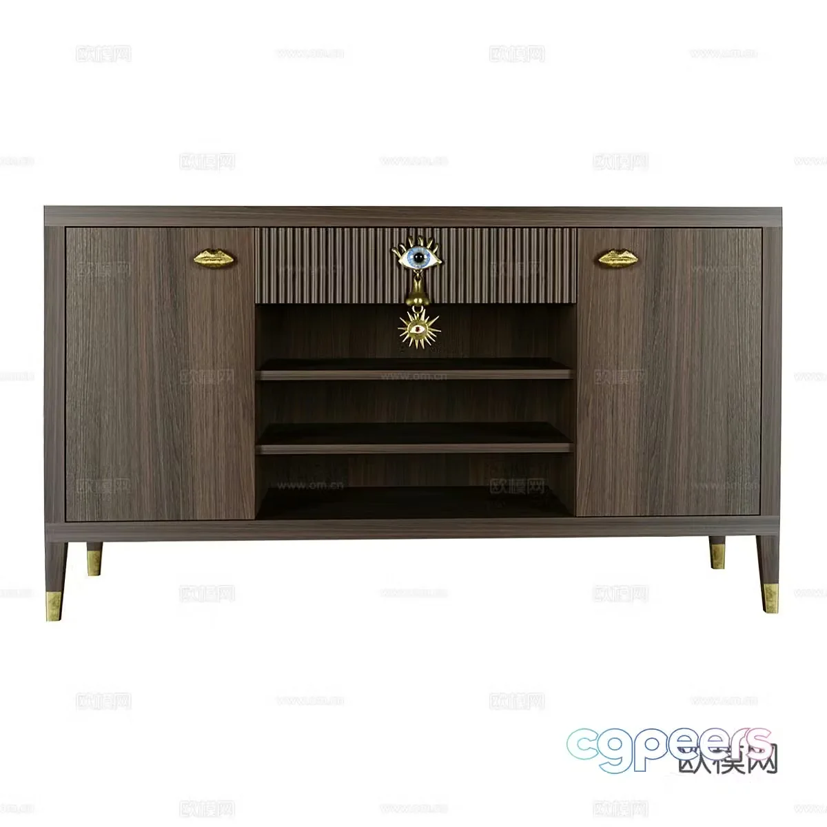 New Chinese style light luxury solid wood sideboard 3D model