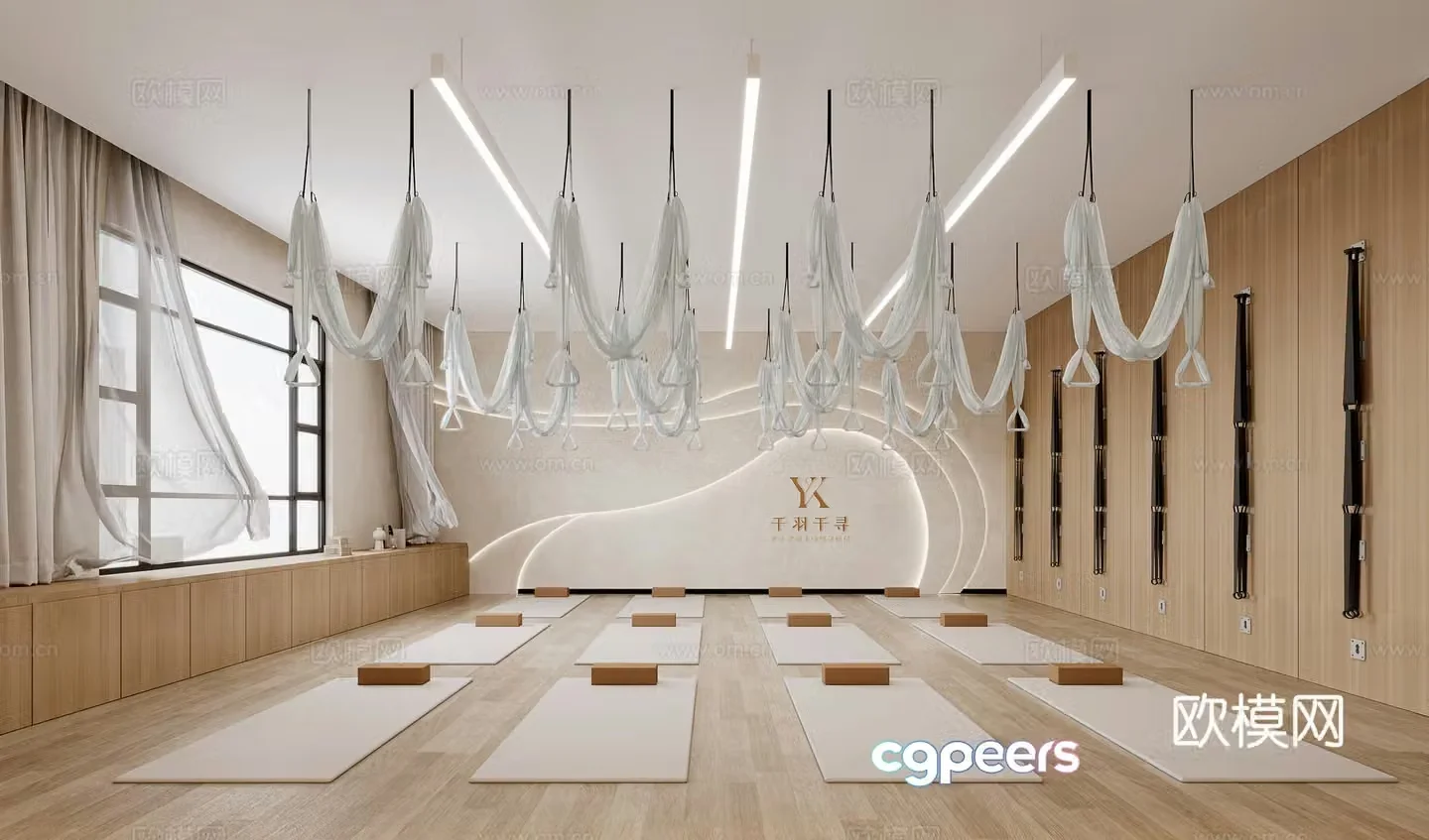 Modern yoga room 3d model