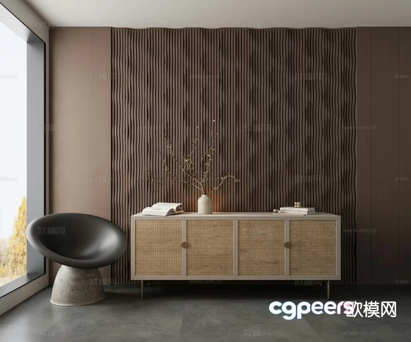 Wabi-sabi entrance cabinet 3d model