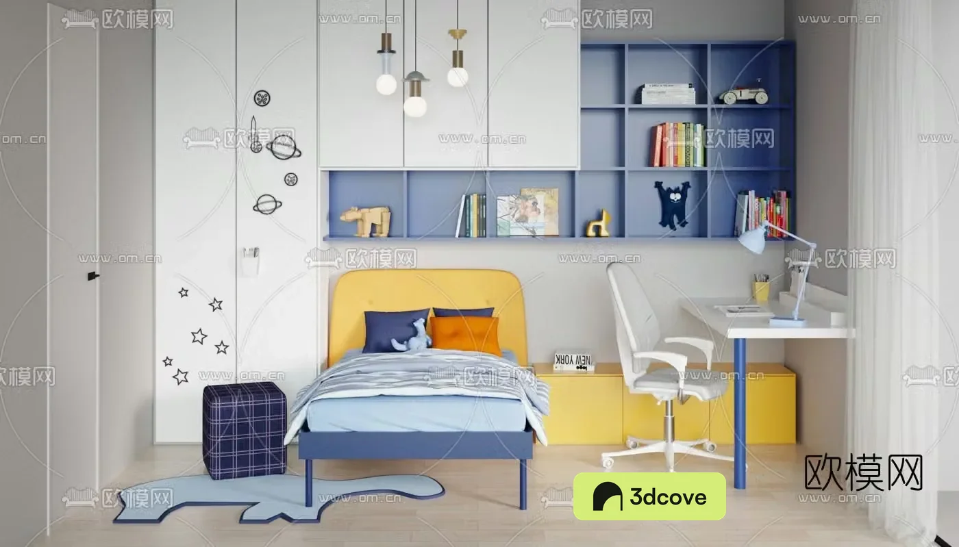 Nordic children’s table chair and bed