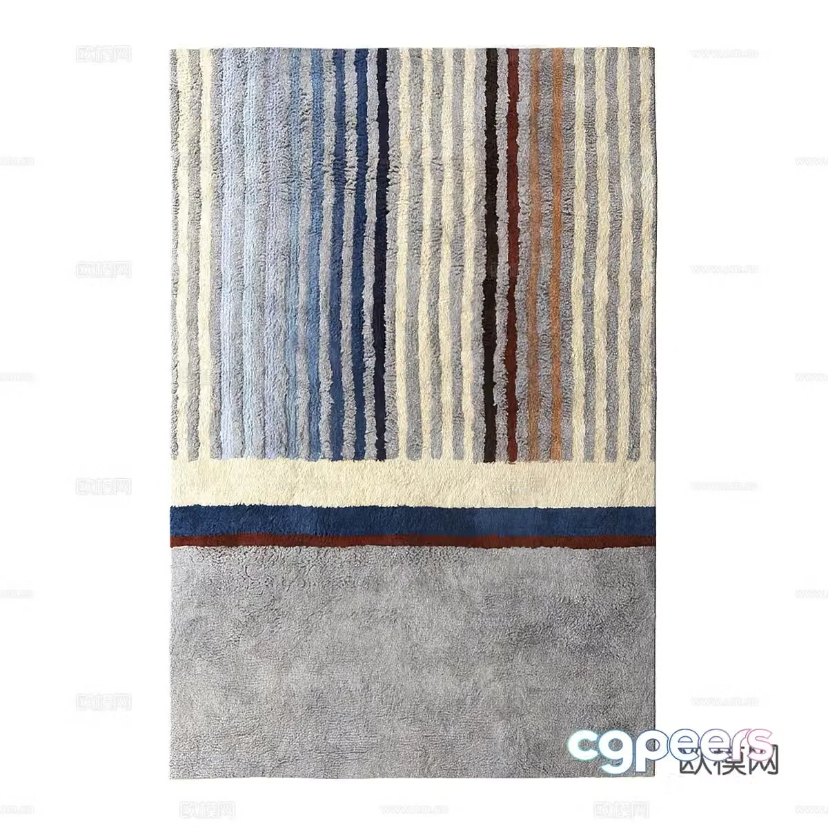 Plush carpet striped carpet 3d model