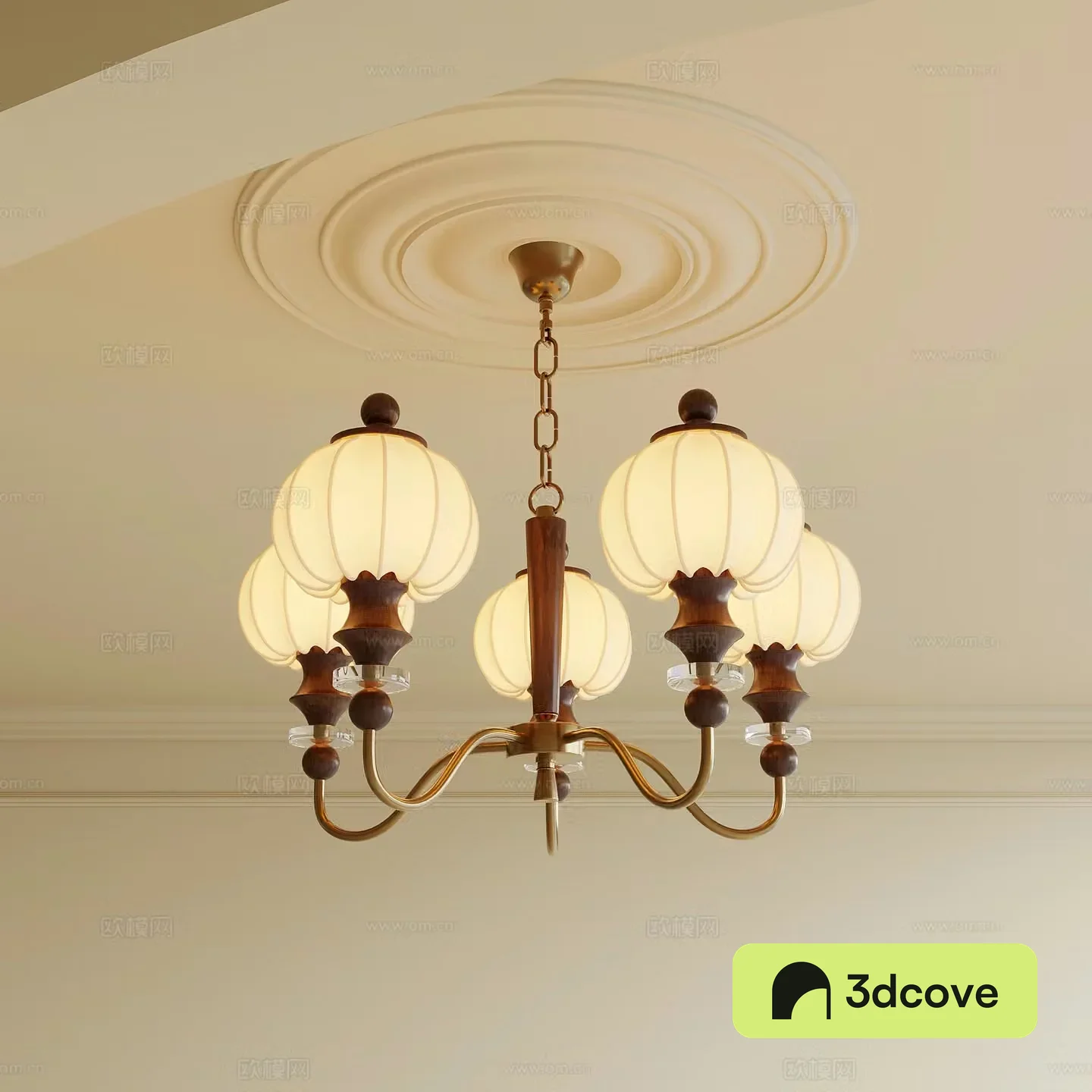 Middle-aged chandelier Multi-head chandelier 3d model