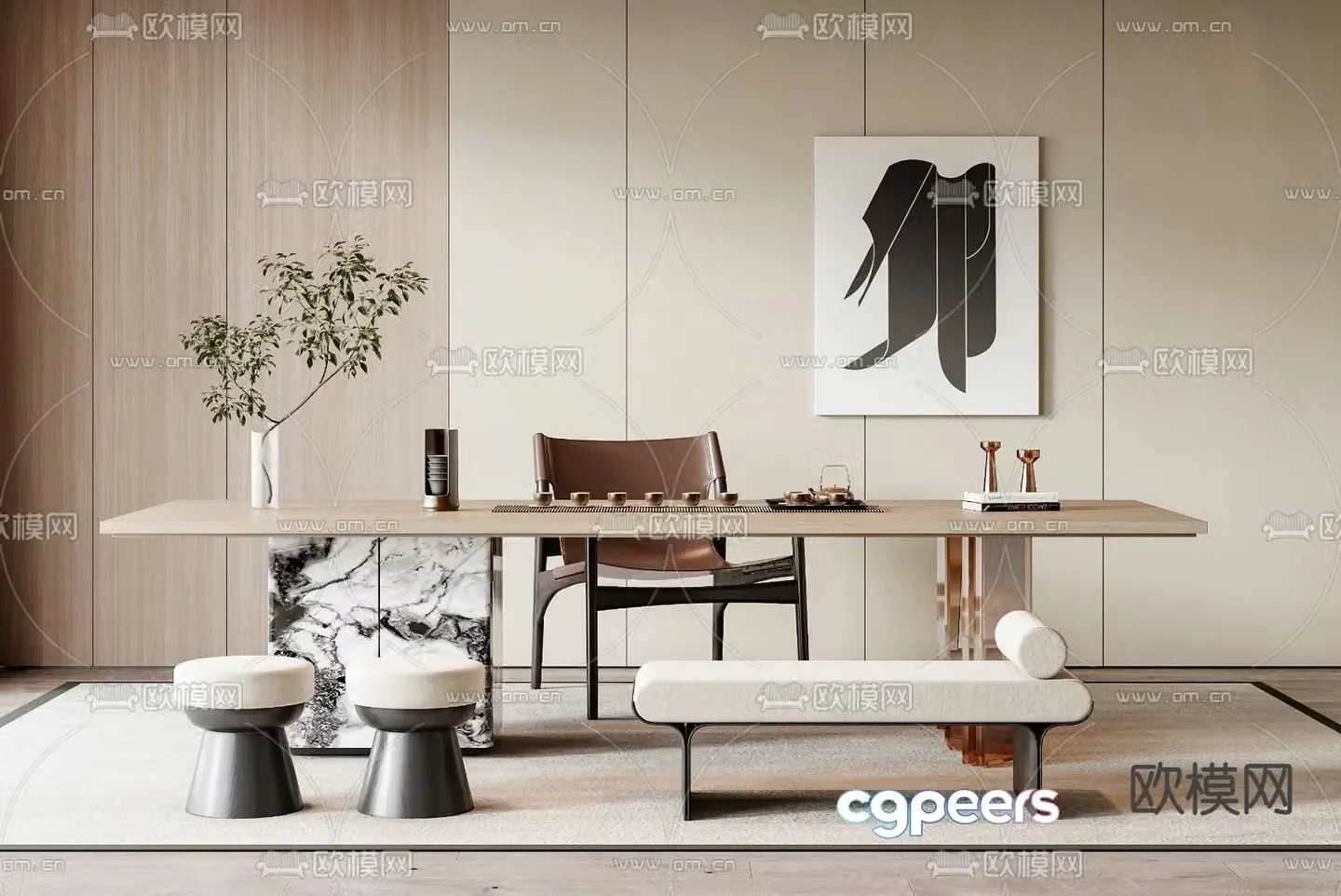 New Chinese style tea table tea table 3d model