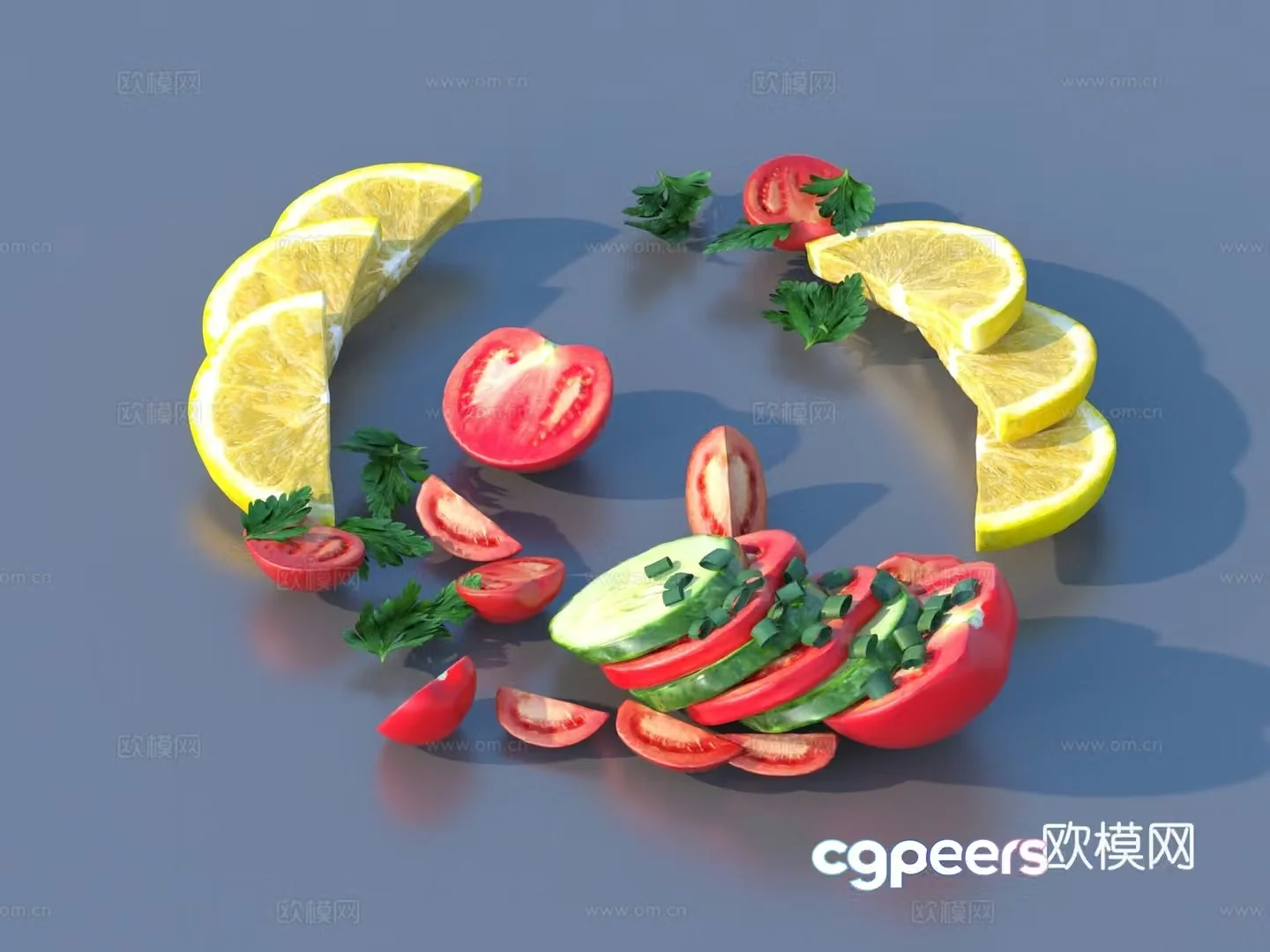 Vegetables vegetable leaves side dishes food 3d model