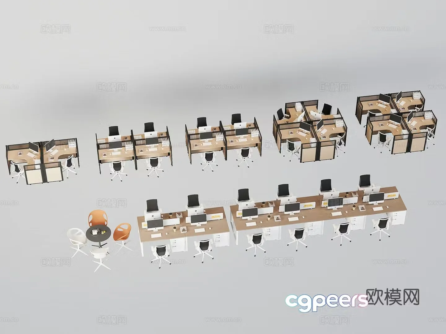 Modern office desk and chair workbench 3d model